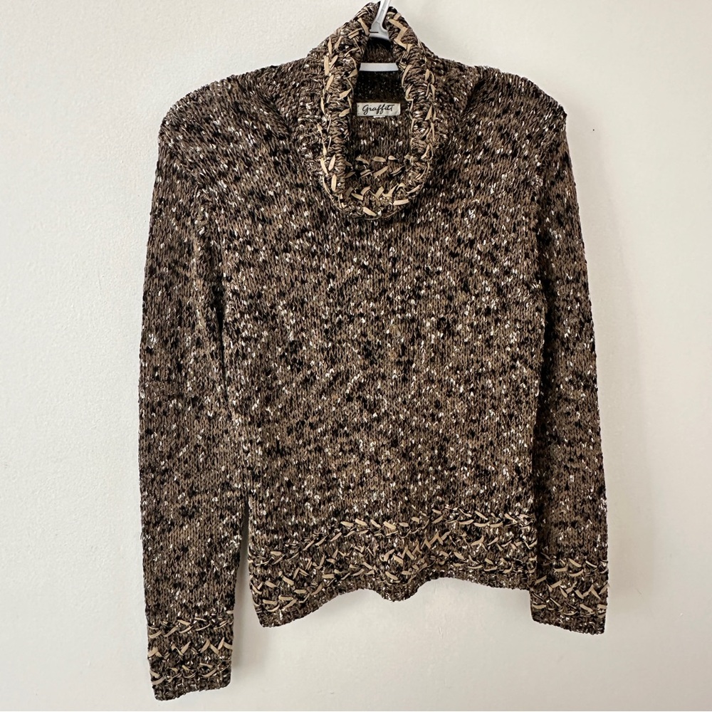 Vintage Graffiti Ribbon-Trim Sweater